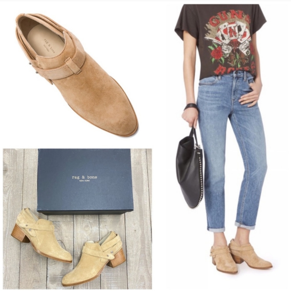 NIB $475 Rag & Bone Harley Ankle Boot in Dune Suede Size 8